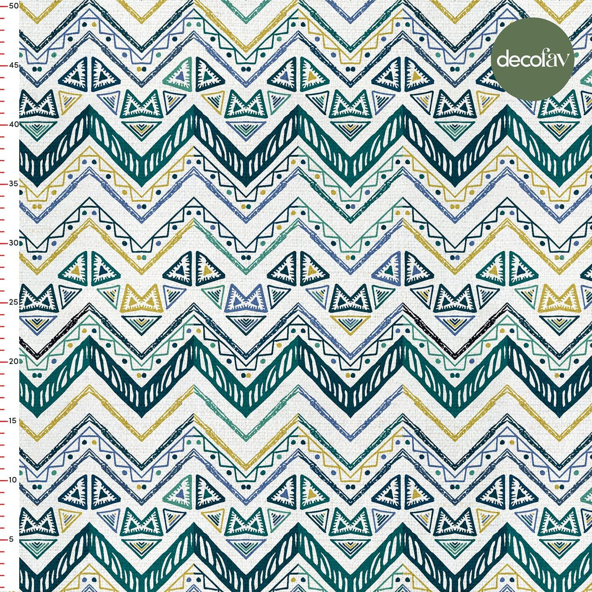 Etnik El Çizimi Zigzag Geometrik  Desenli Dijital Baskılı Kumaş