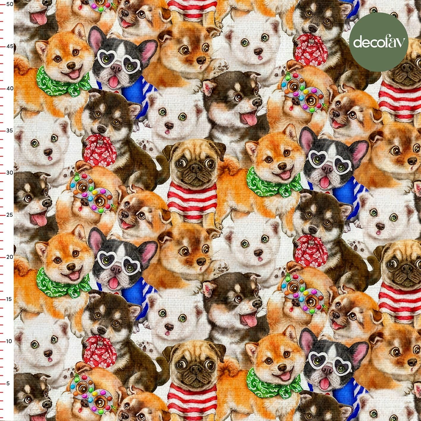 Cute Dogs Digital Printed Fabric
