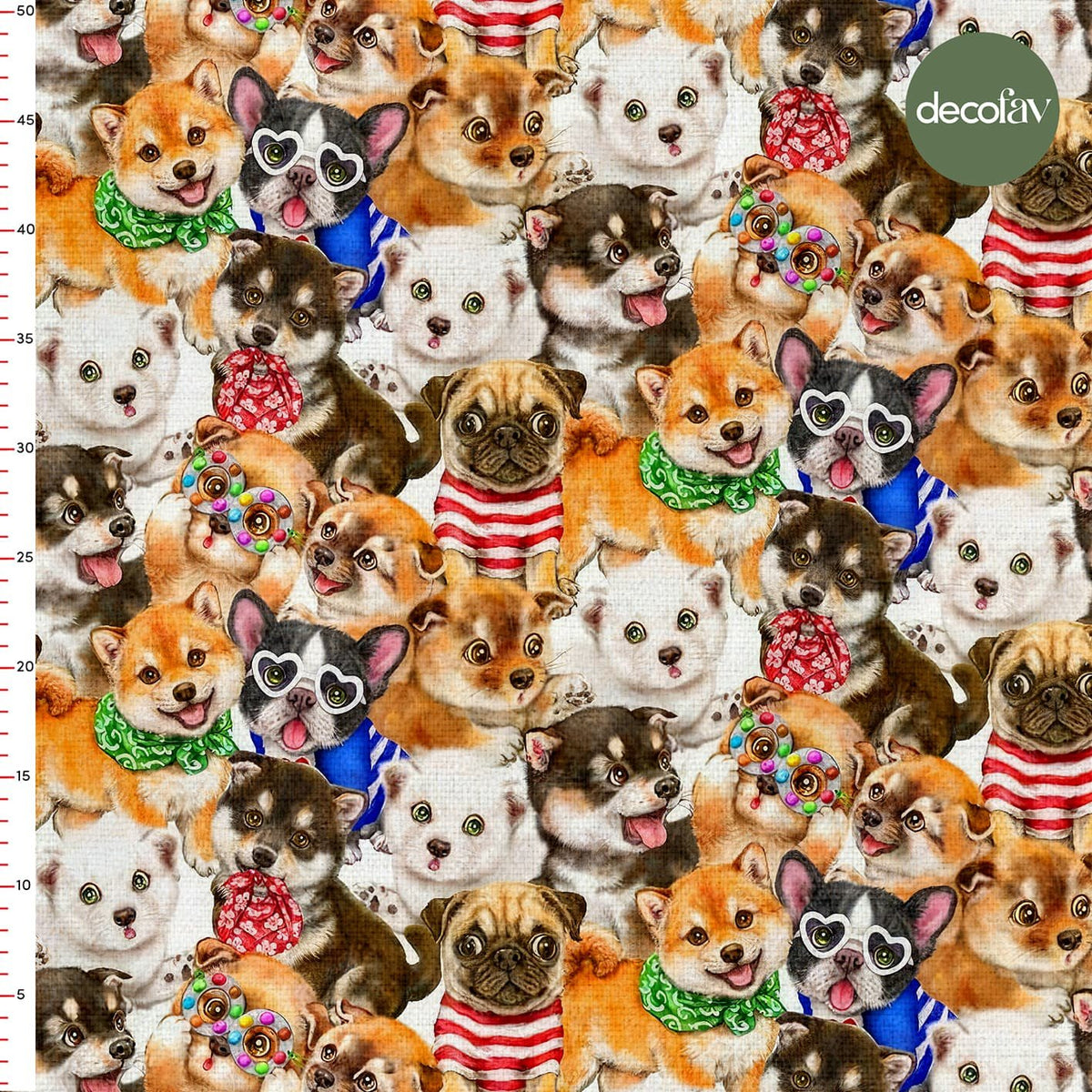 Cute Dogs Digital Printed Fabric