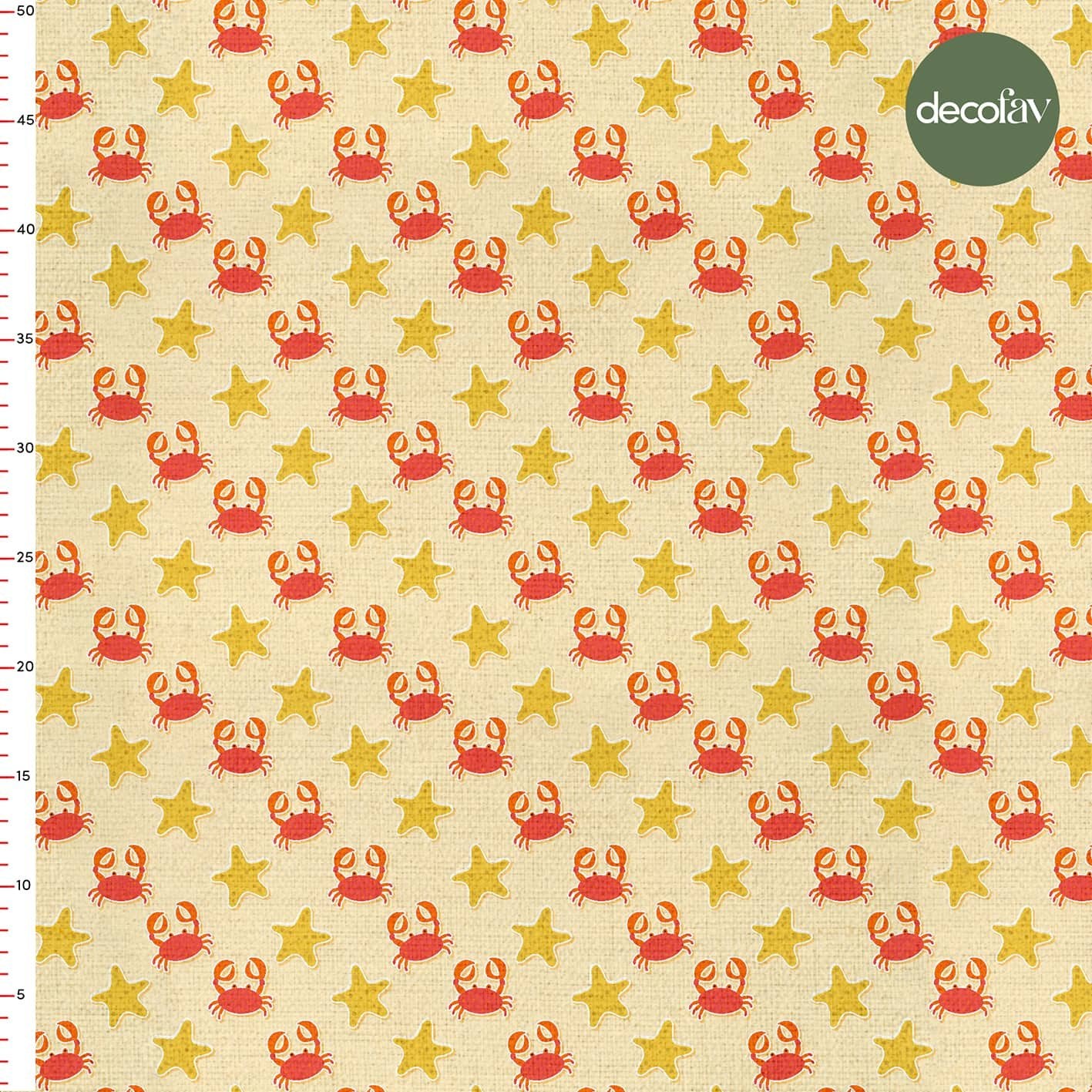 Yengeç Yıldız Desenli Dijital Baskılı Kumaş