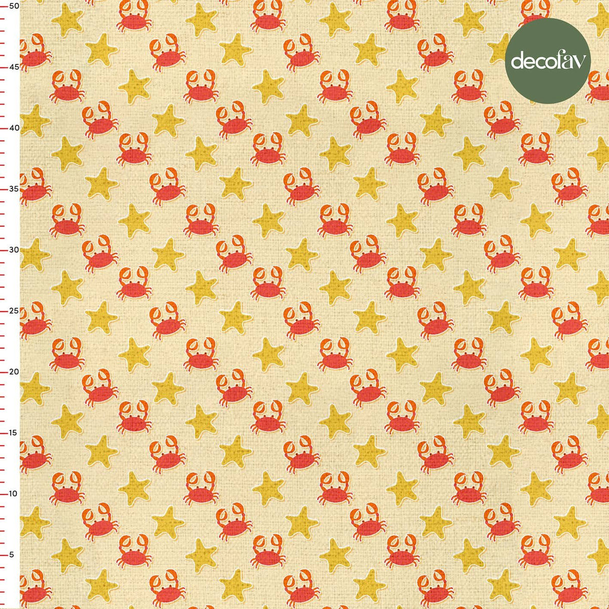 Yengeç Yıldız Desenli Dijital Baskılı Kumaş