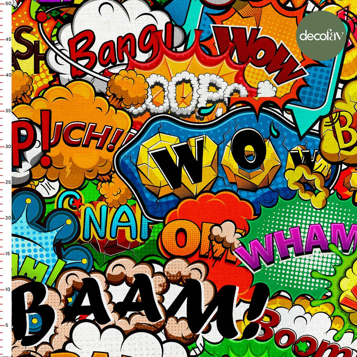 Pow Boom Bang Yazı Desenli Pop Art Desenli Dijital Baskılı Kumaş