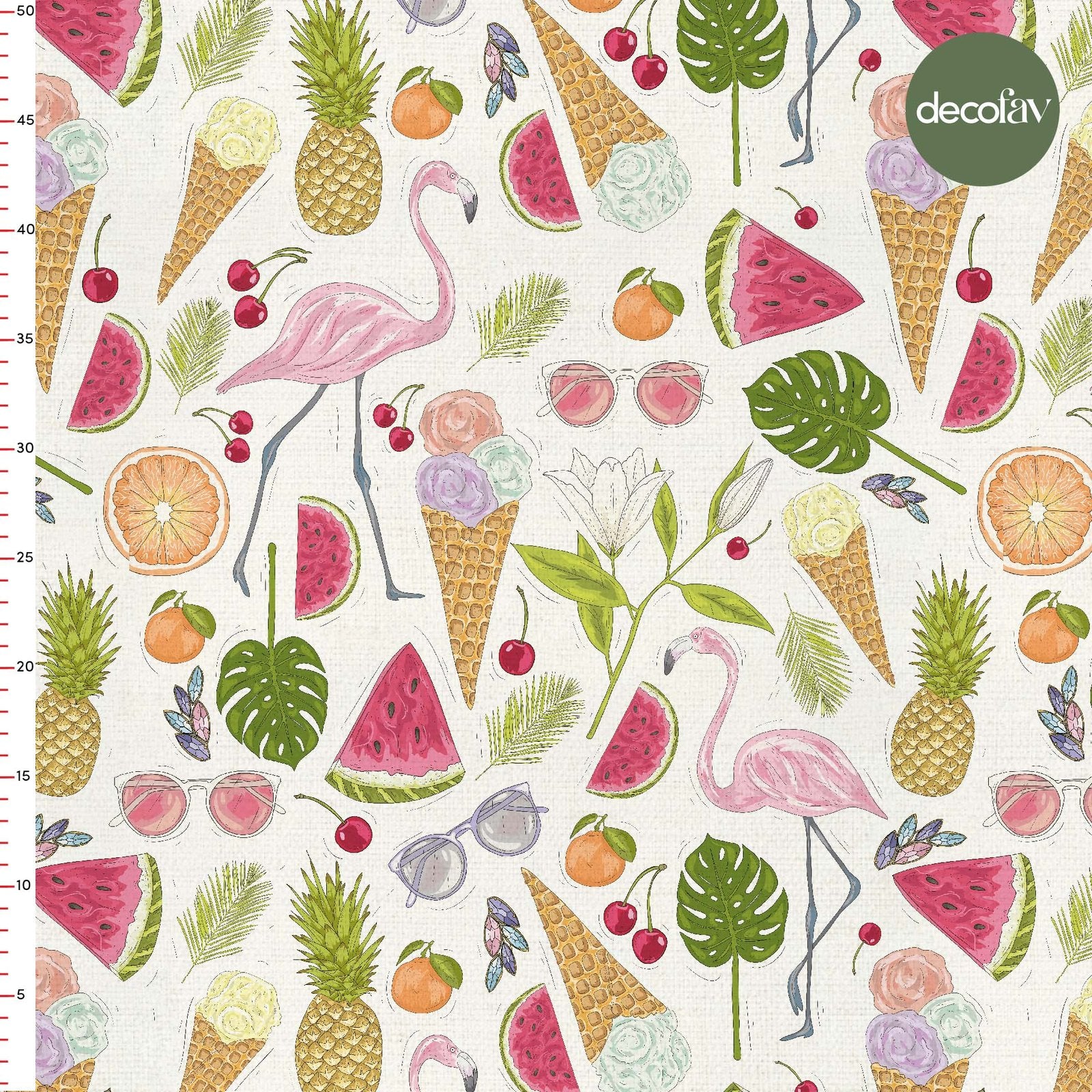 Exotic Summer Flamingo Festival Patterned Digital Printed Fabric