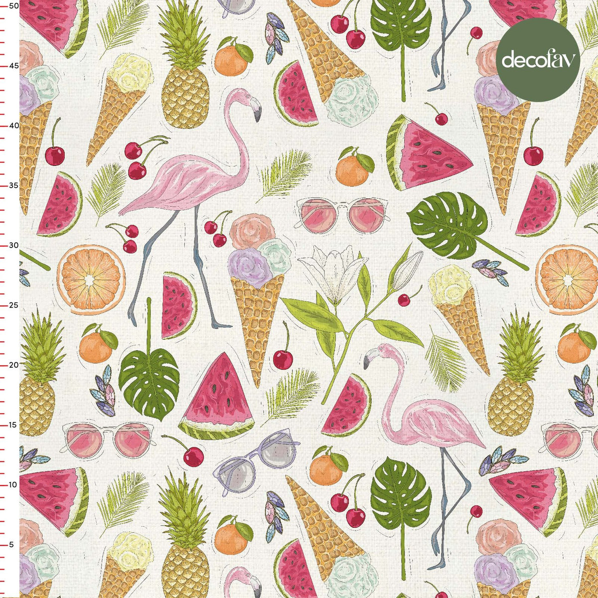 Exotic Summer Flamingo Festival Patterned Digital Printed Fabric