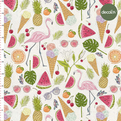 Exotic Summer Flamingo Festival Patterned Digital Printed Fabric