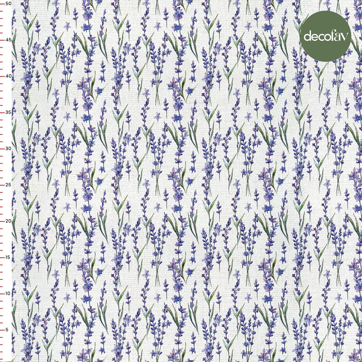 Digitally Printed Fabric with Lavender Branch Pattern