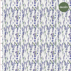 Digitally Printed Fabric with Lavender Branch Pattern