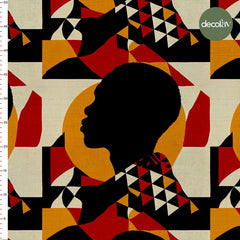 Afrikanın Modern Erkek Silüet Yansımaları Desenli Dijital Baskılı Kumaş