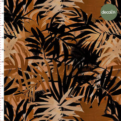 Brown Shades Dance of Shadows Tropical Leaves Patterned Digital Printed Fabric