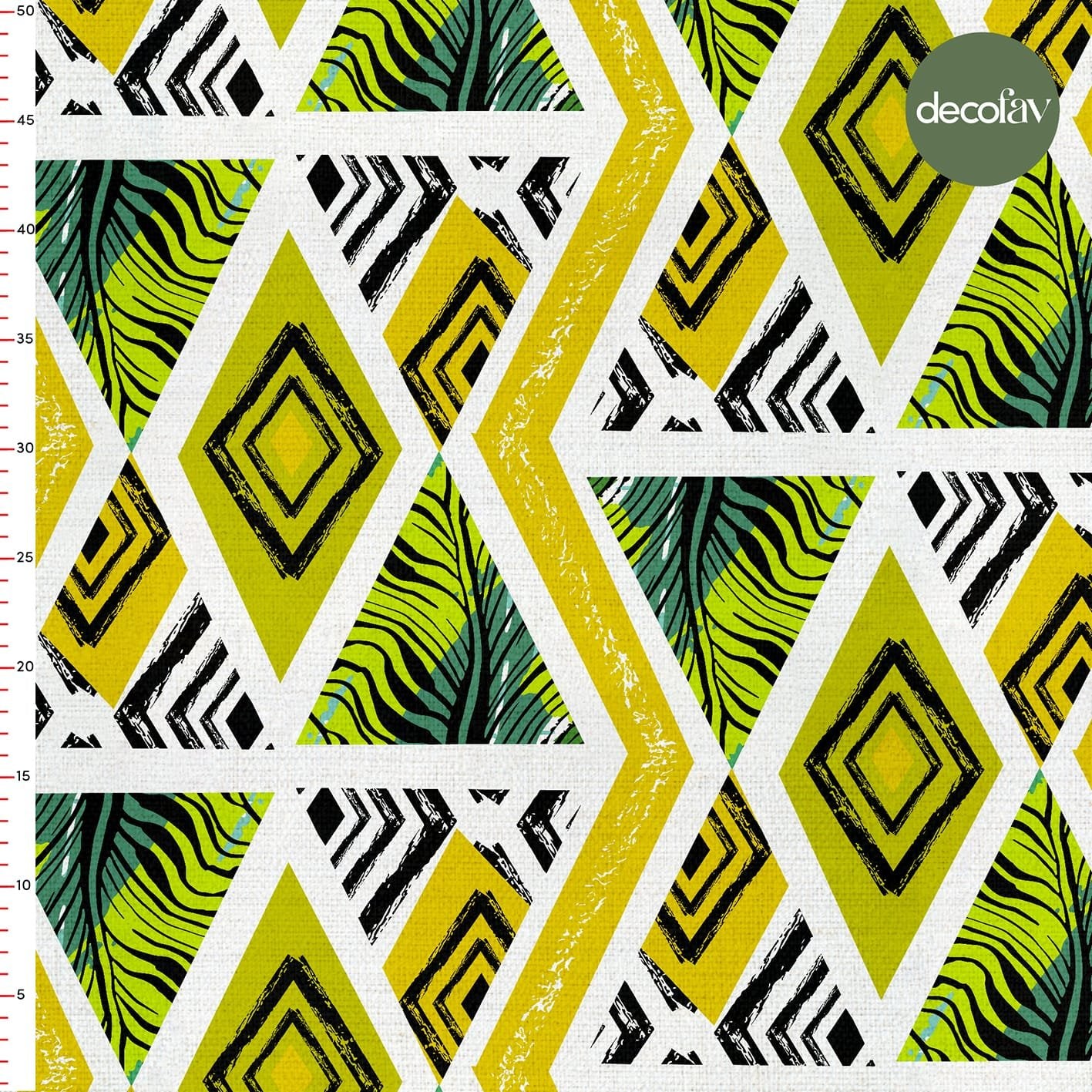 Zigzag White Background Triangle Patterned Digital Printed Fabric