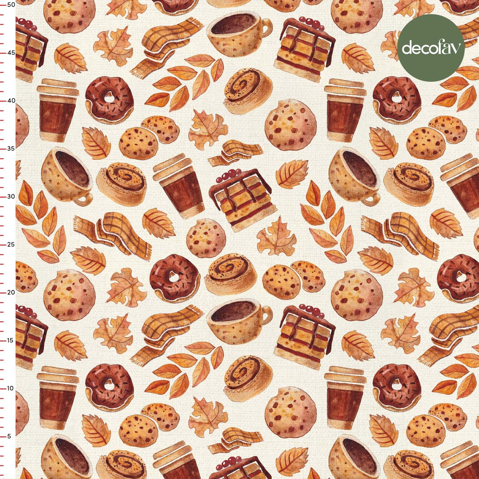 Digitally Printed Fabric with the Sweet Flavors of Autumn and the Smell of Hot Coffee
