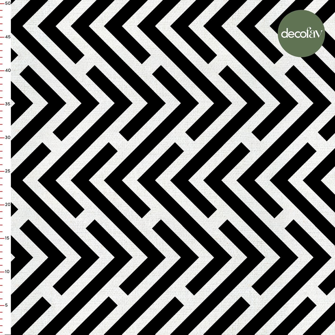 Black and White Zigzag Patterned Digital Printed Fabric