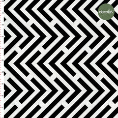 Black and White Zigzag Patterned Digital Printed Fabric