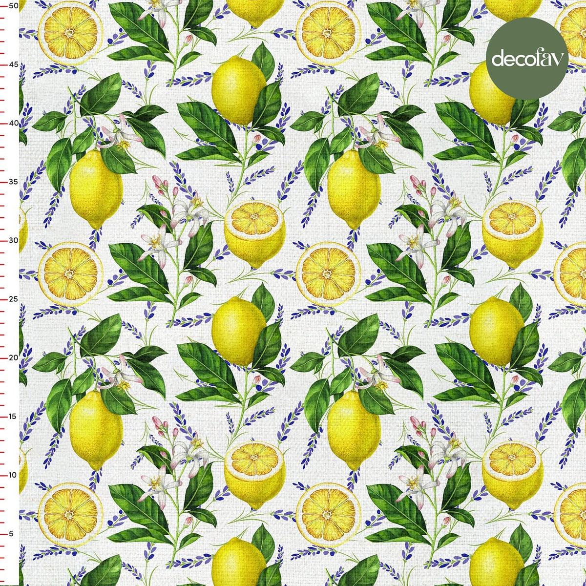 Limon Çiçek Lavanta Zemin Desenli Dijital Baskılı Kumaş