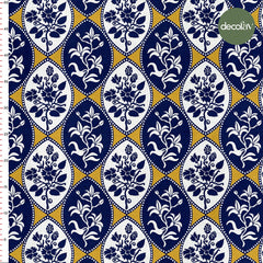 Çini Çiçek Desenli Dijital Baskılı Kumaş