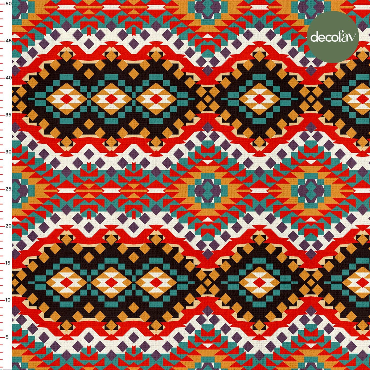 Hand Drawn Kilim Geometric Patterned Digital Printed Fabric