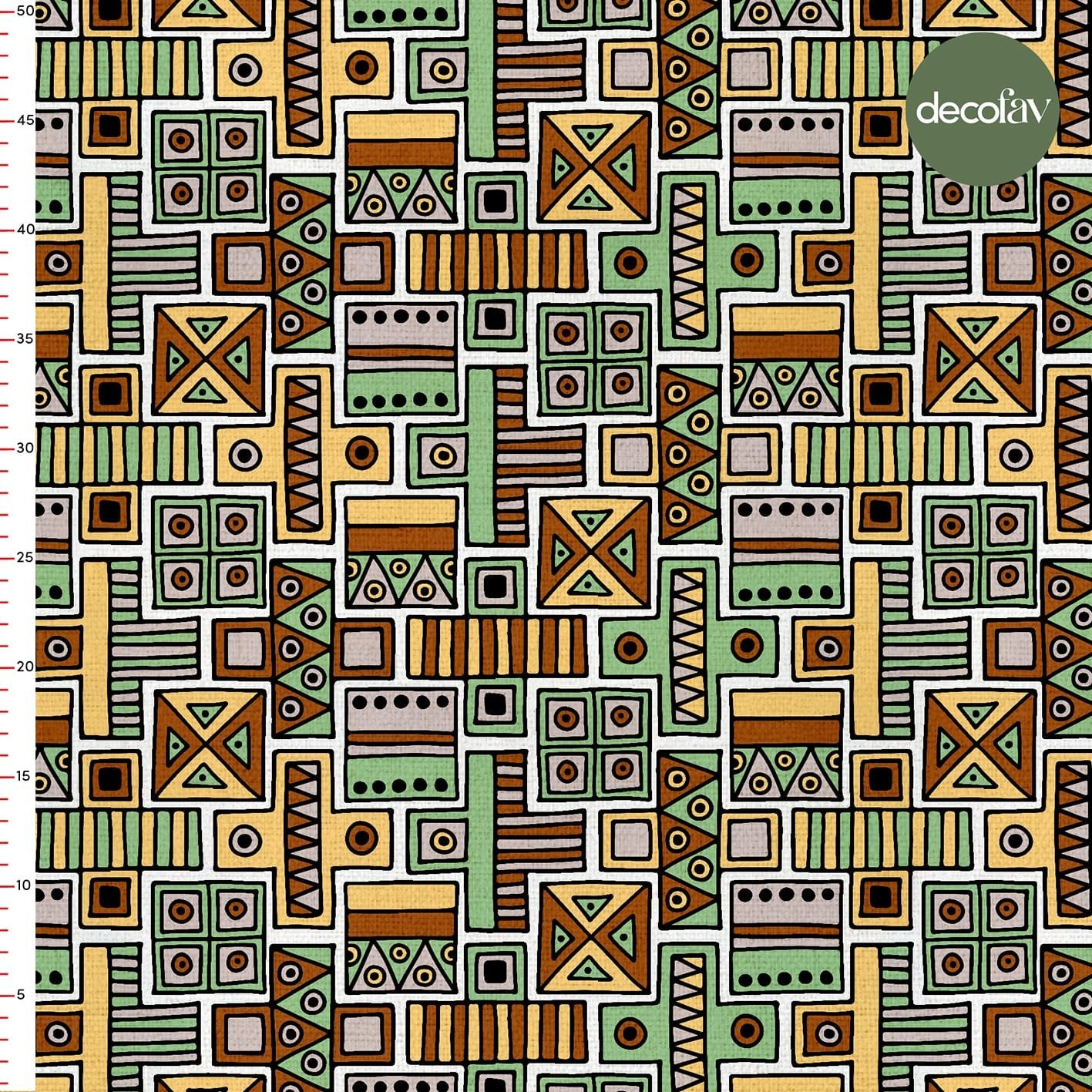 Afrika Tarzı Geometrik  Desenli Dijital Baskılı Kumaş