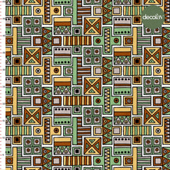 Afrika Tarzı Geometrik  Desenli Dijital Baskılı Kumaş
