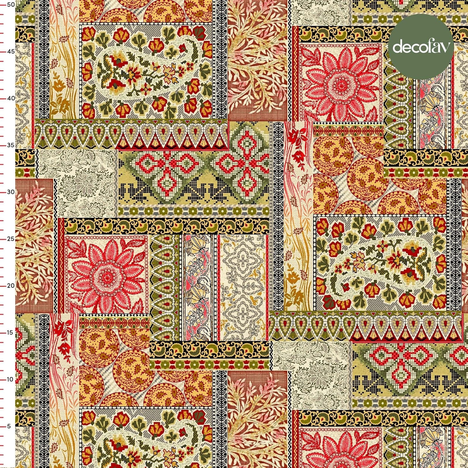Patchwork Ethnic Harmony Patterned Digital Printed Fabric