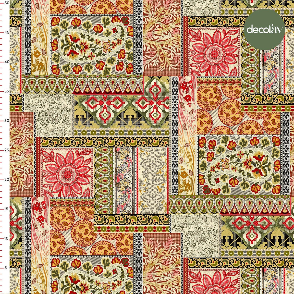Patchwork Ethnic Harmony Patterned Digital Printed Fabric