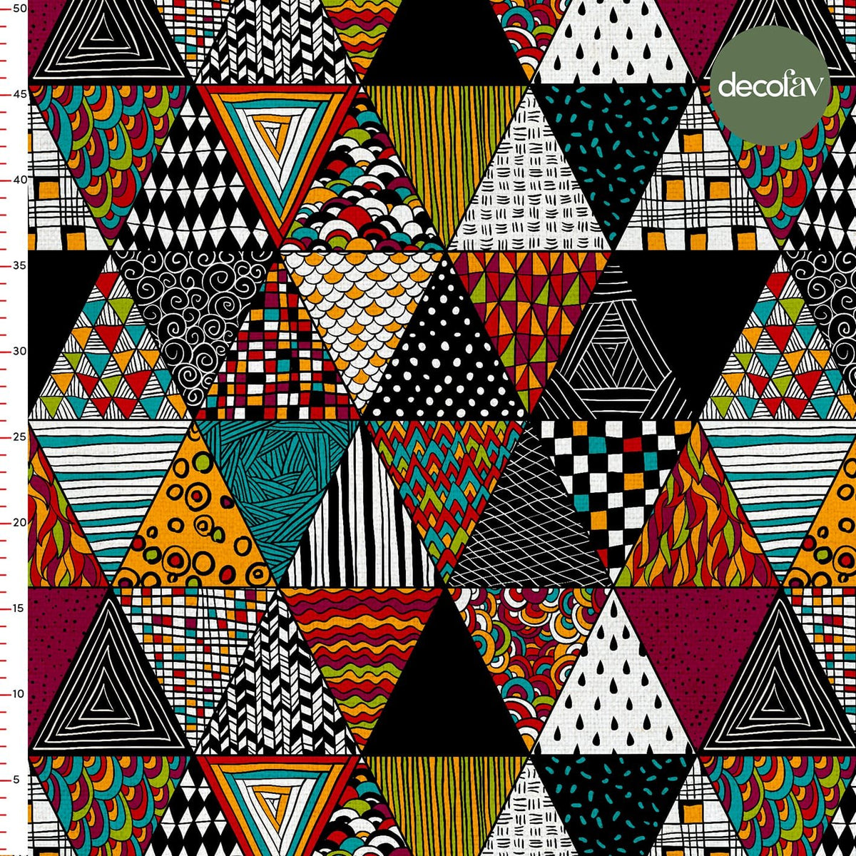 Digitally Printed Fabric with Ethnic Triangle Pattern