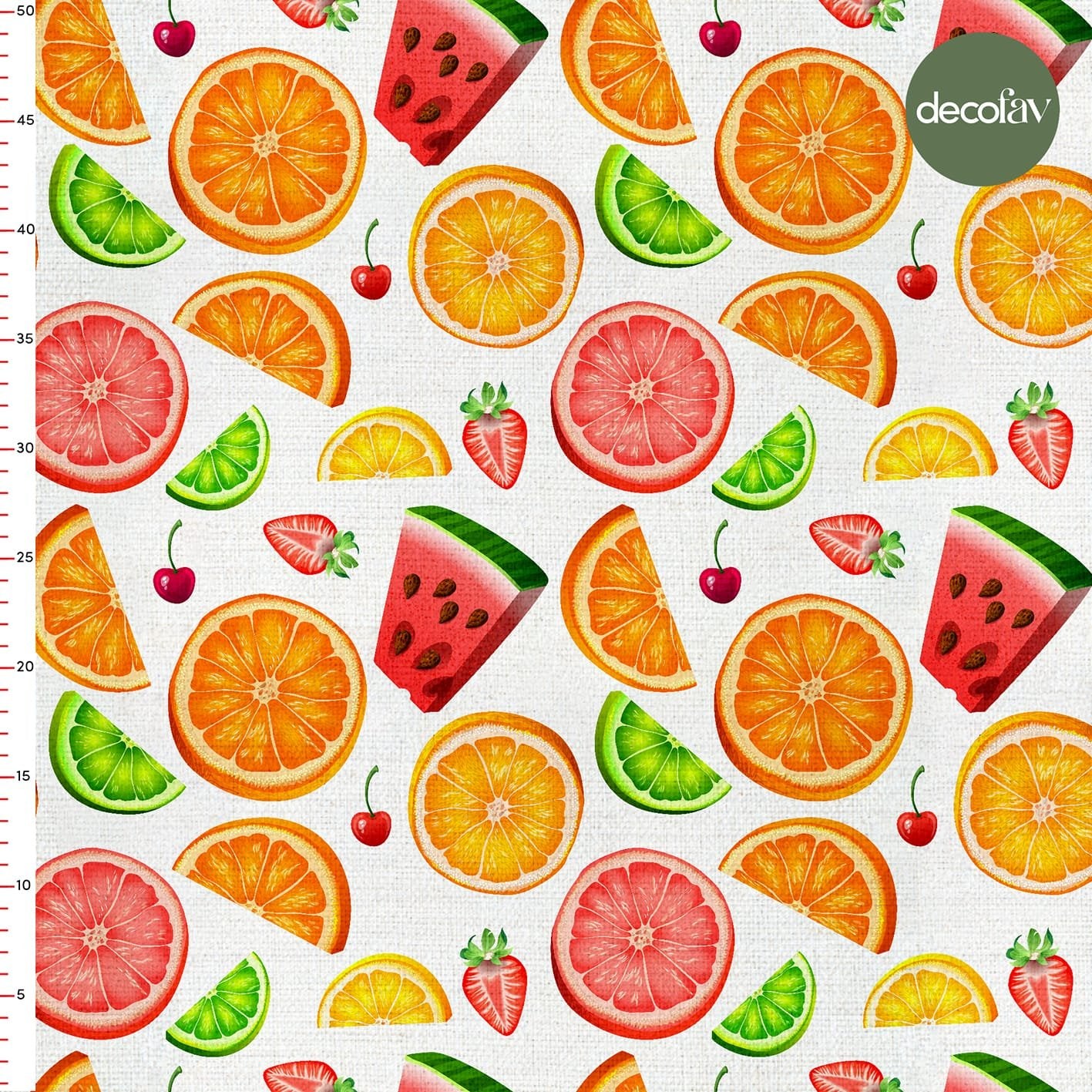 Portakal Limon Karpuz Çilek Desenli Dijital Baskılı Kumaş