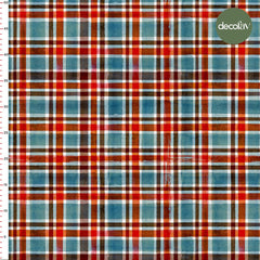 Checkered Digital Printed Fabric with Watercolor Brush Effect