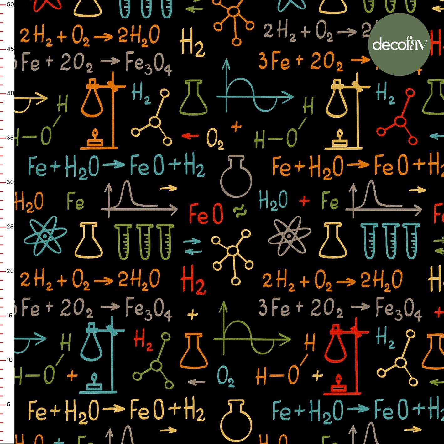 Digitally Printed Fabric with Chemistry Formula Pattern