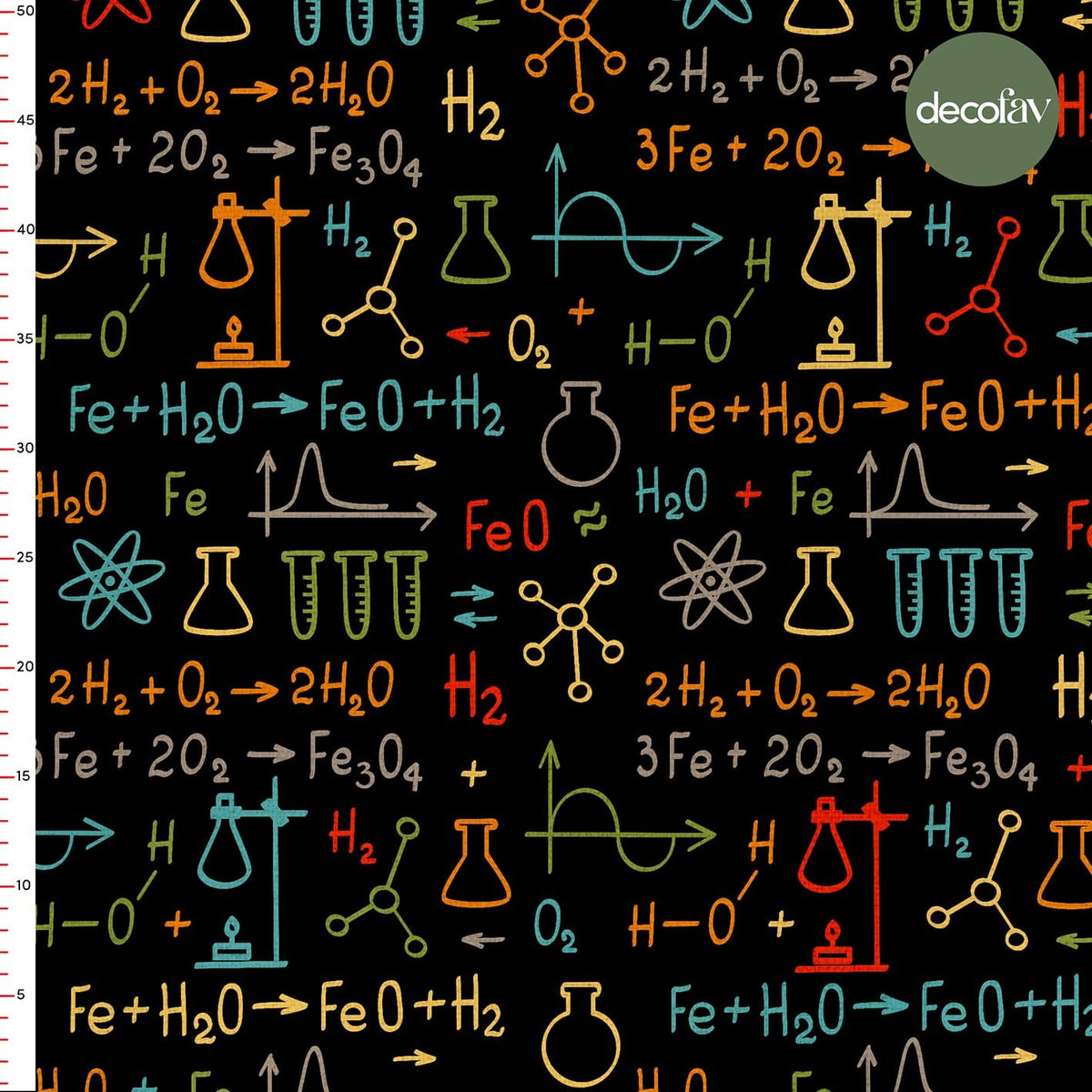 Digitally Printed Fabric with Chemistry Formula Pattern