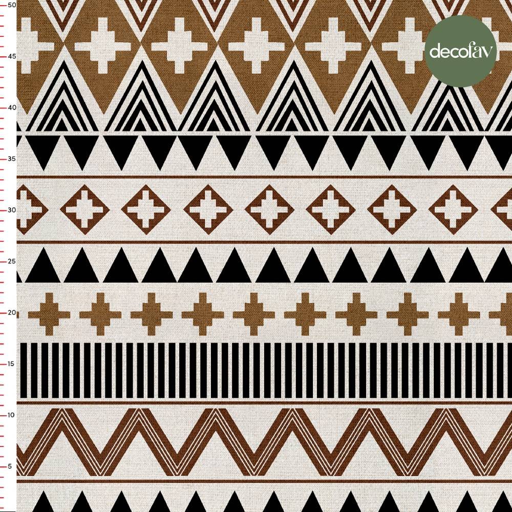 Digitally Printed Fabric with Ethnic Hand-Drawn Kilim Pattern