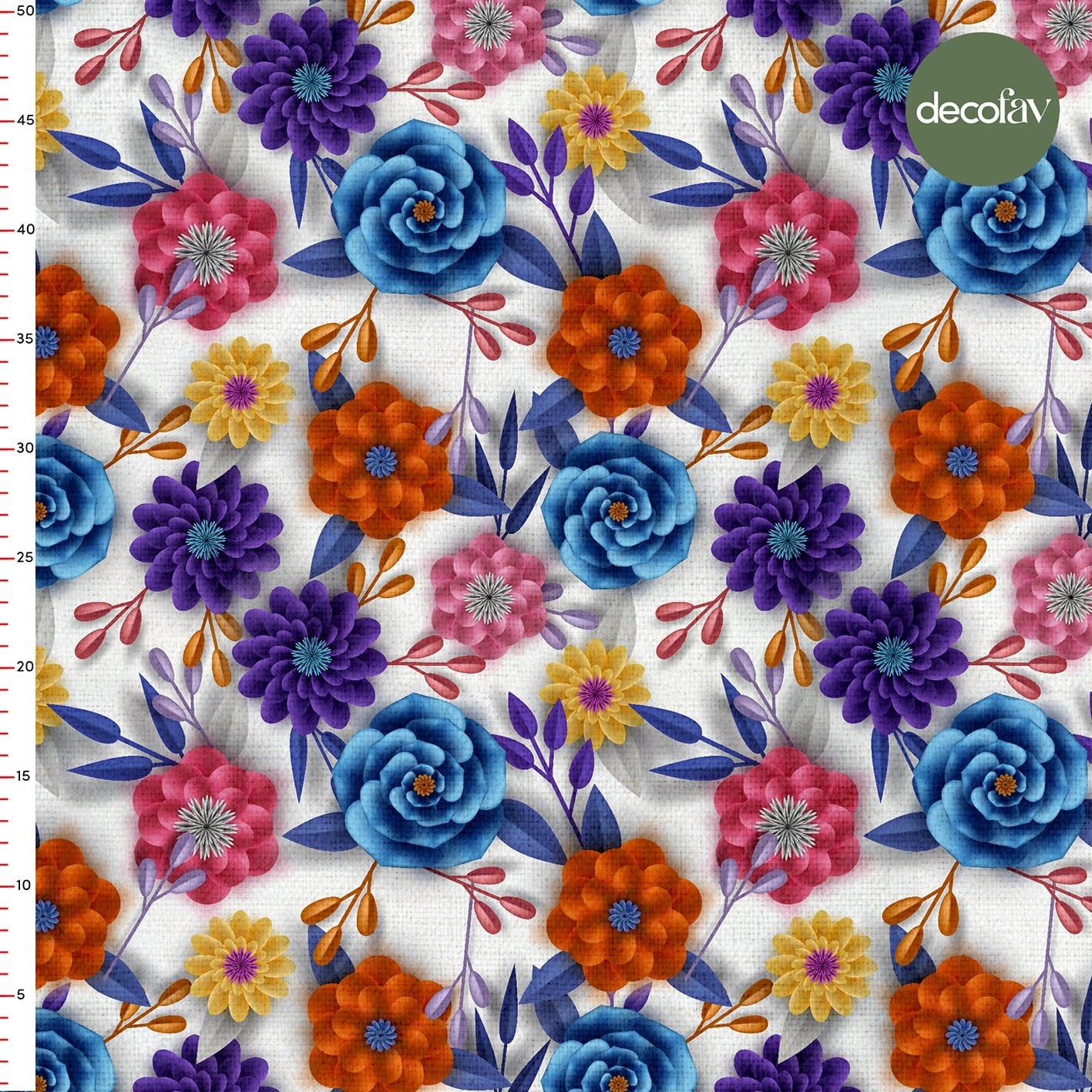 Origami Çiçek Desenli Dijital Baskılı Kumaş