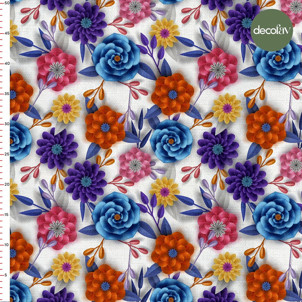 Origami Çiçek Desenli Dijital Baskılı Kumaş