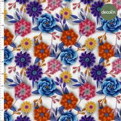 Origami Çiçek Desenli Dijital Baskılı Kumaş