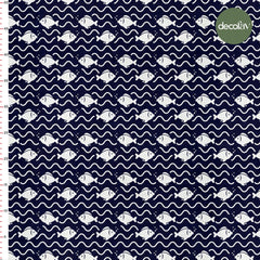Digitally Printed Fabric with Water Wave Fish Pattern