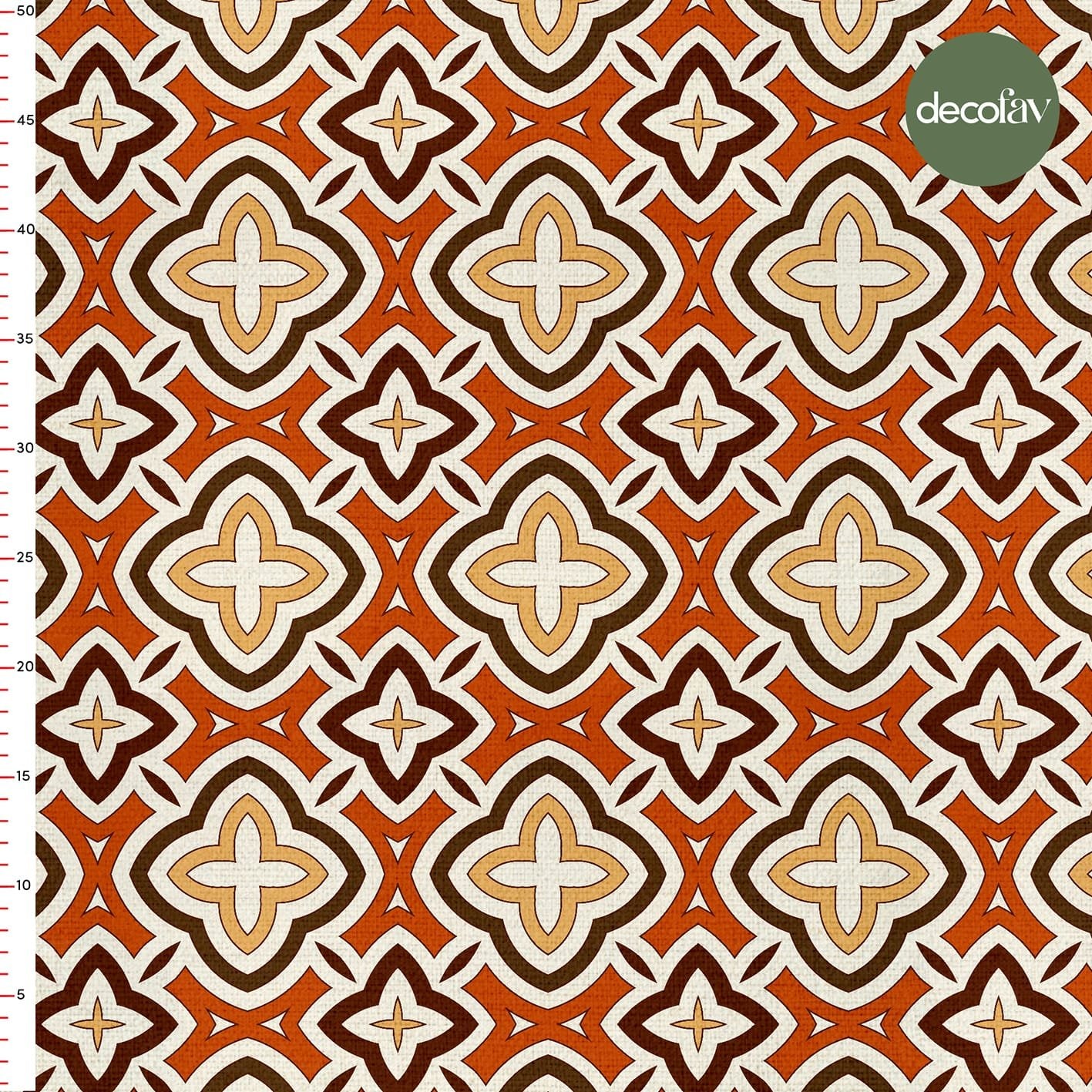 Geometrik Fayans Desenli Dijital Baskılı Kumaş