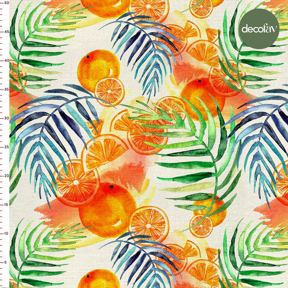 Orange Leaf Patterned Digital Printed Fabric