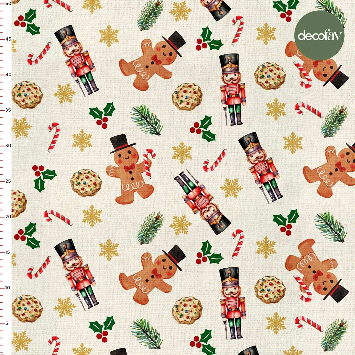 Cute Cookie Tin Soldier Christmas Pattern Digital Printed Fabric