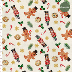 Cute Cookie Tin Soldier Christmas Pattern Digital Printed Fabric