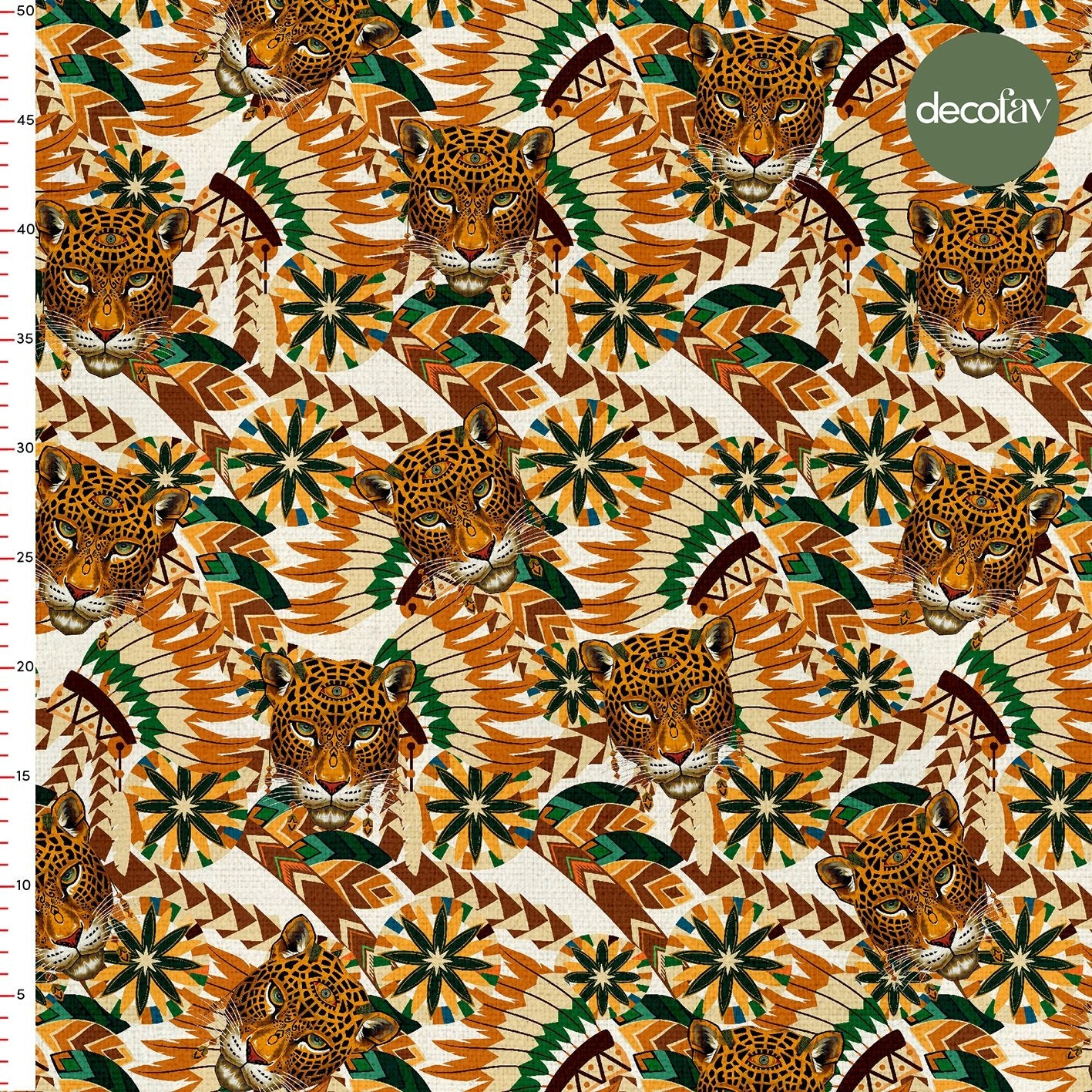 Bohem Leopar Tropik Safari Desenli Dijital Baskılı Kumaş