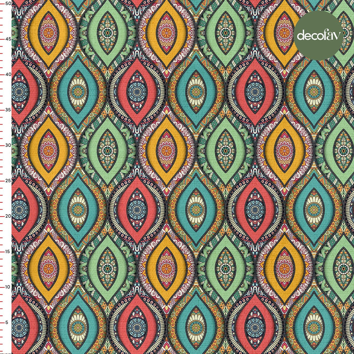 Geometrik Etnik Renkli Damla Desenli Dijital Baskılı Kumaş