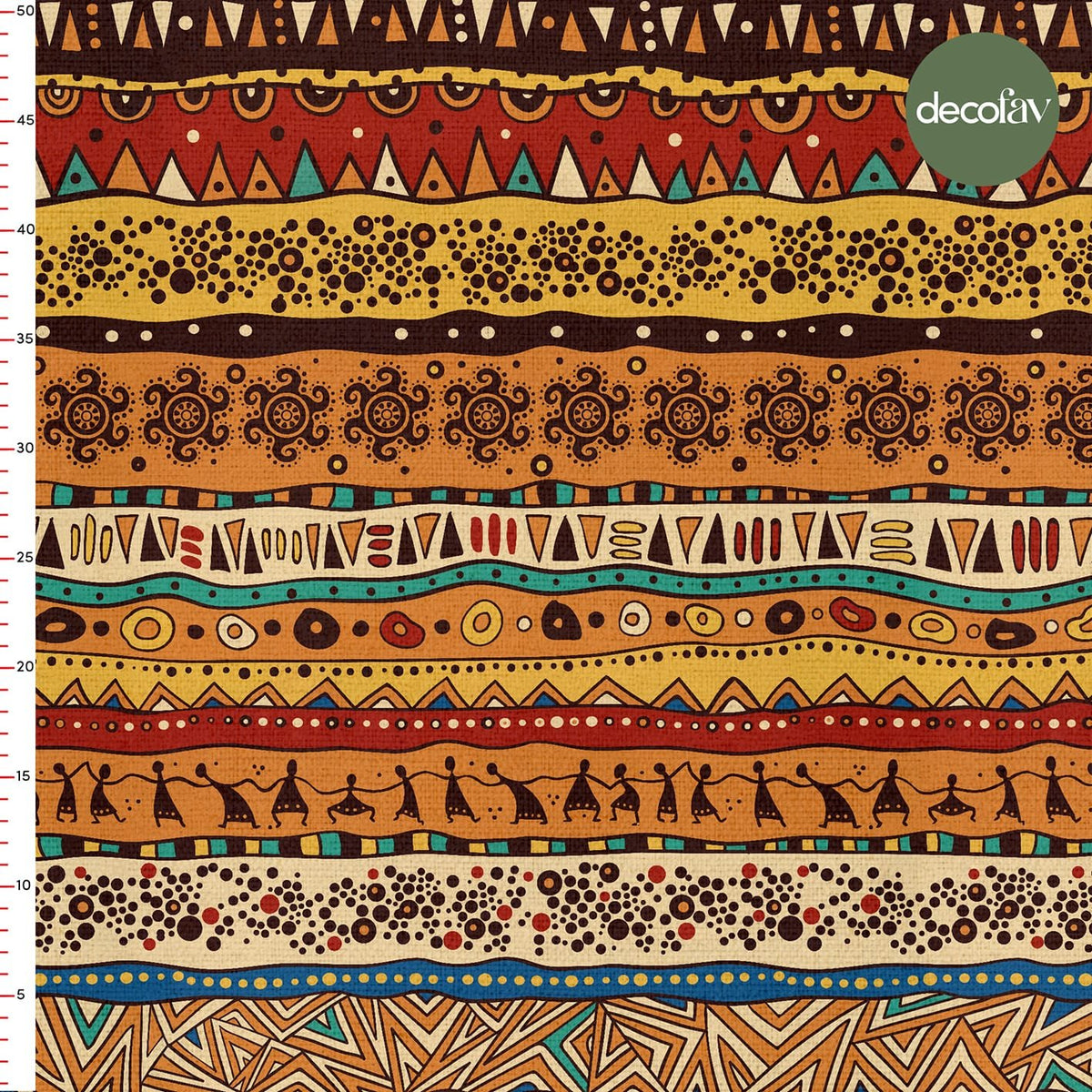 Afrika Tarzı Geometrik Etnik  Desenli Dijital Baskılı Kumaş