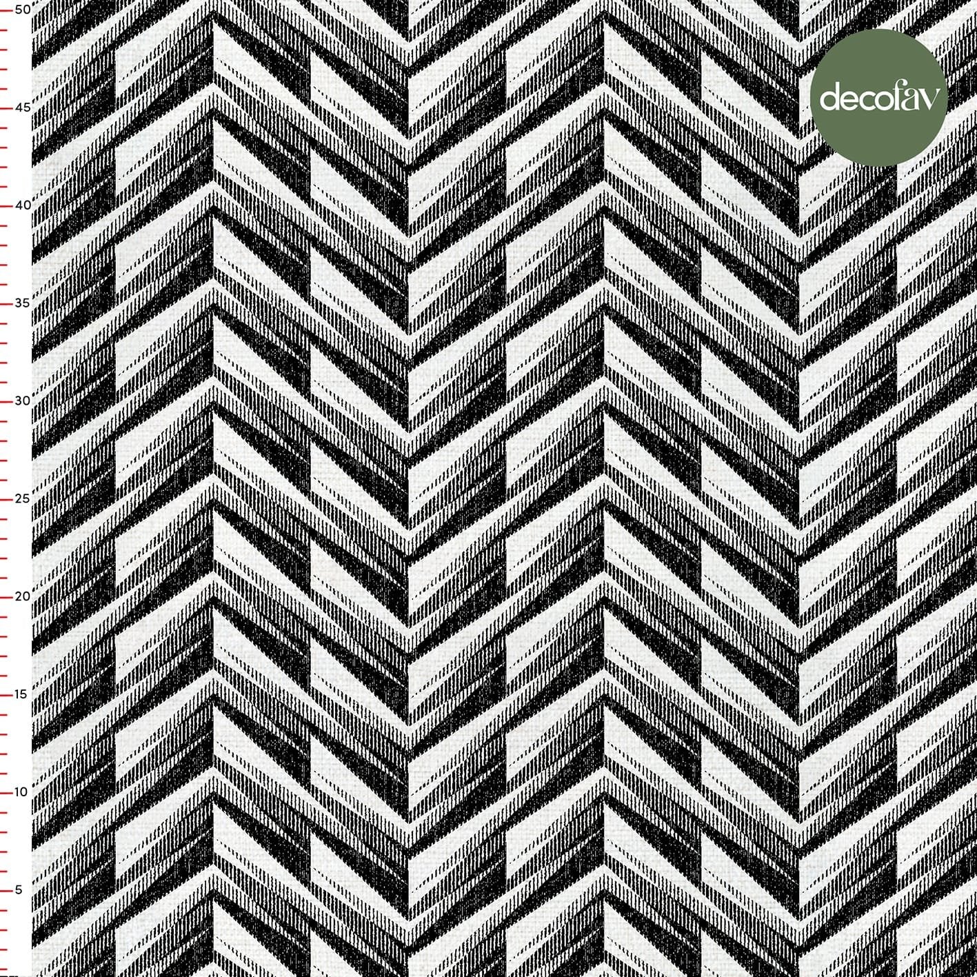 Zigzag Black and White Abstract Patterned Digital Printed Fabric