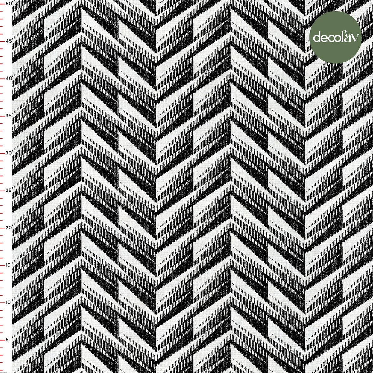 Zigzag Black and White Abstract Patterned Digital Printed Fabric