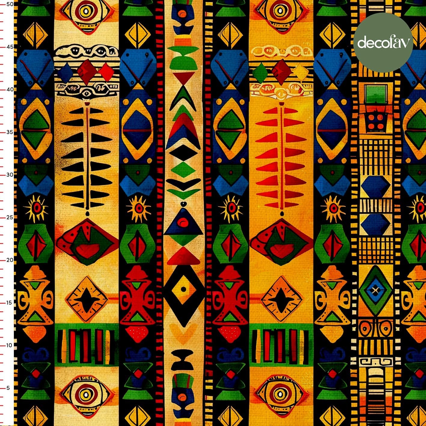 Afrikanın Renkli ve Etnik Geometrik Desenli Dijital Baskılı Kumaş