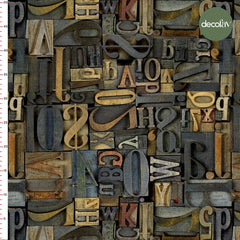 Embossed Letter Patterned Digital Printed Fabric