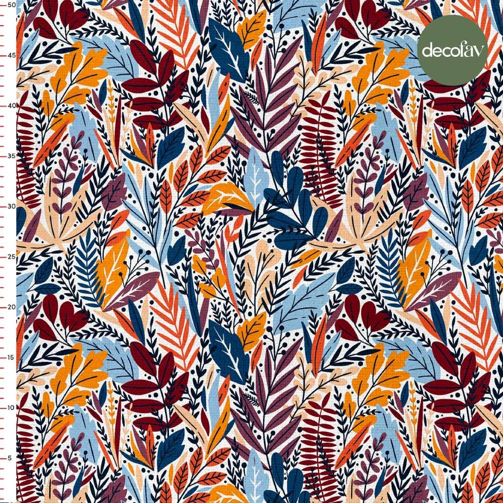 Renkli Yaprak Desenli Dijital Baskılı Kumaş