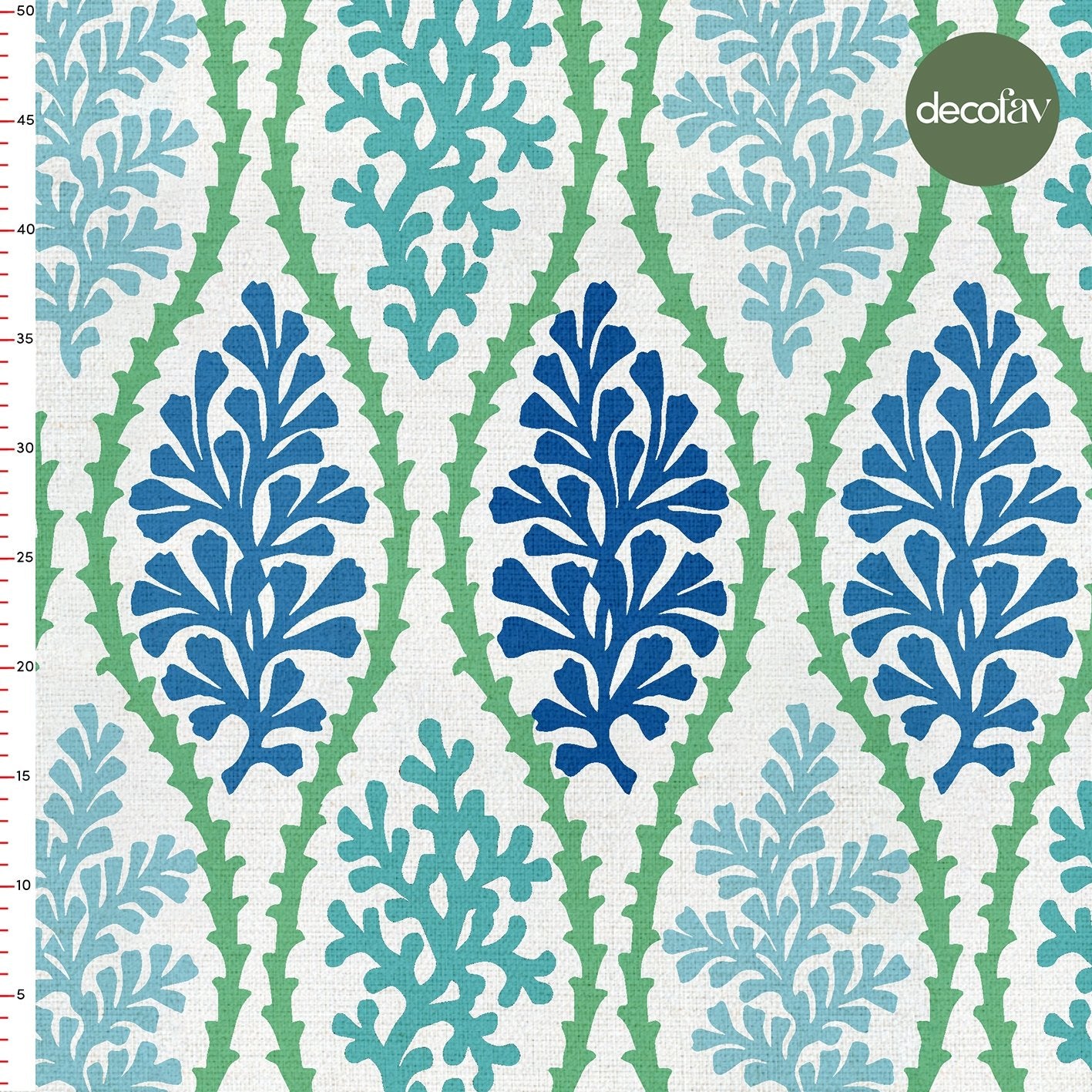 Yosun Marin Desenli Dijital Baskılı Kumaş