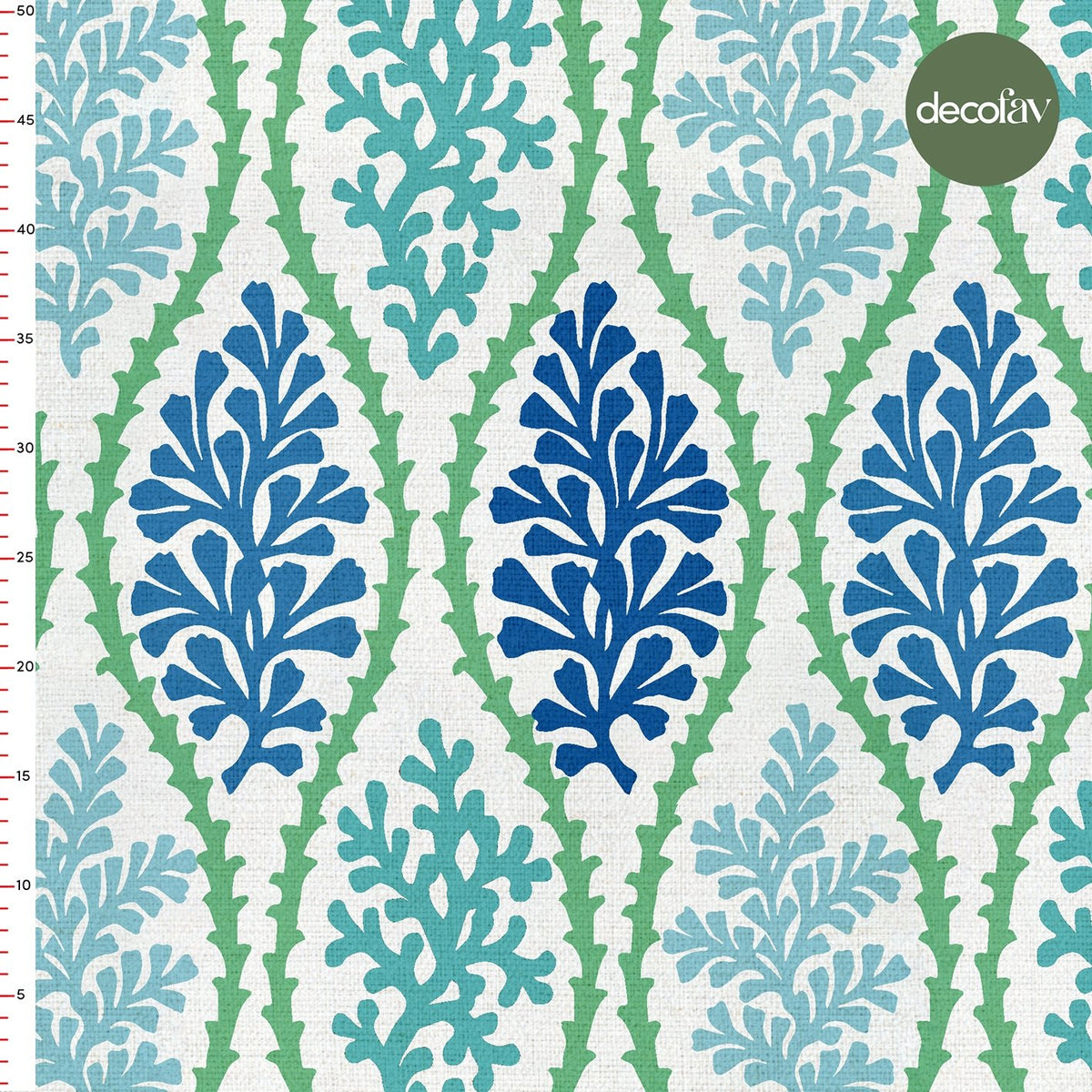 Yosun Marin Desenli Dijital Baskılı Kumaş