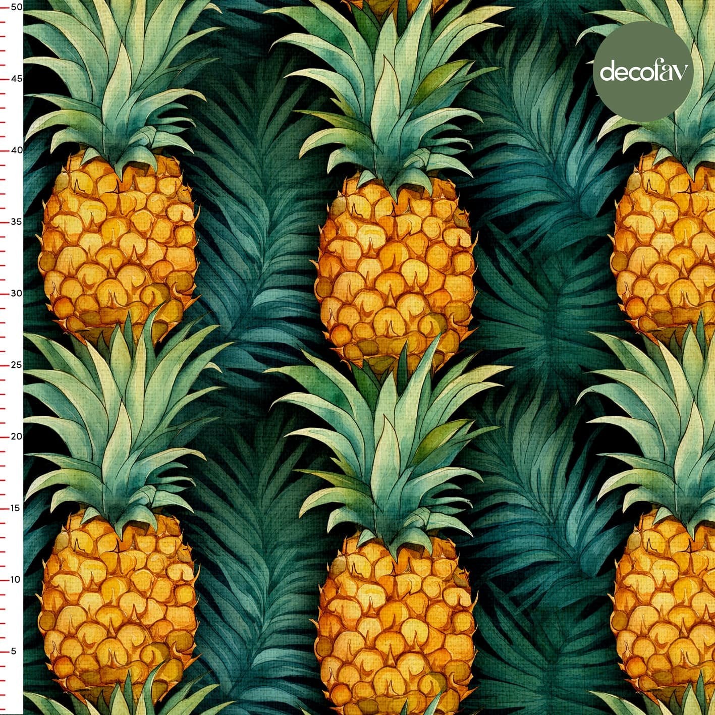 Tropik Ananas Şöleni Desenli Dijital Baskılı Kumaş