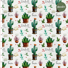 Digitally Printed Fabric with Cactus Pattern in a Pot